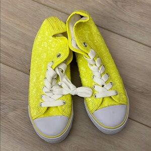 Yellow Sequin Sneakers with White Laces